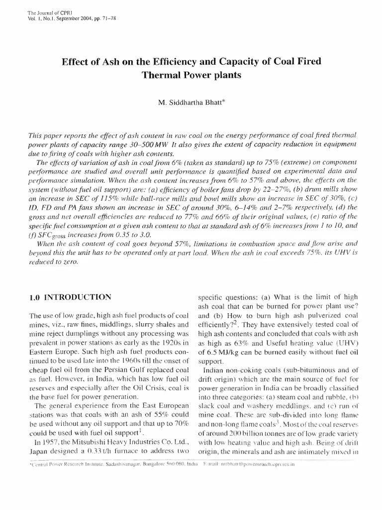Impact of Coal Ash on Power Plant Efficiency | PDF | Boiler | Coal