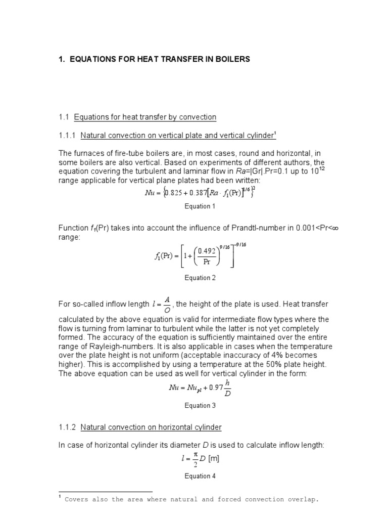 Equations For Heat Transfer in Boilers | PDF | Gases | Heat Transfer