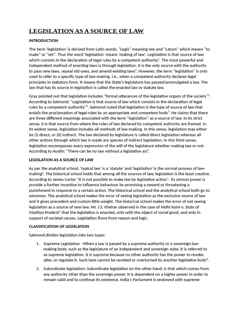 Legislation As A Source of Law | PDF | Statutory Interpretation ...