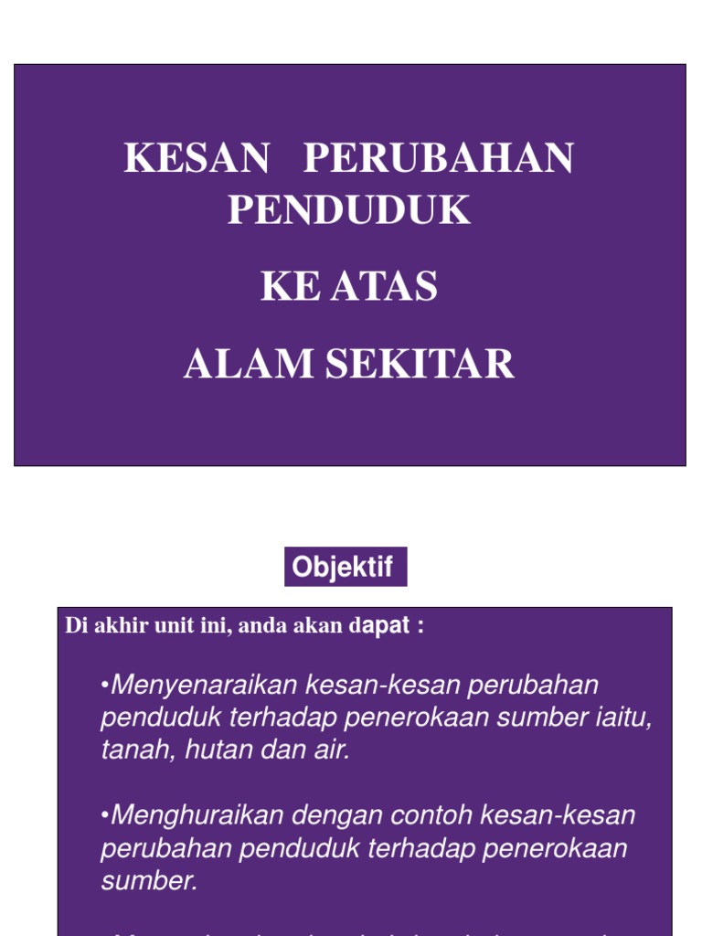 Kesan Perubahan Penduduk Terhadap Alam Sekitar Pdf