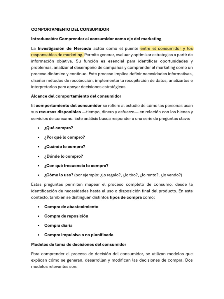 Comportamiento del Consumidor y Marketing | PDF | Investigación de ...