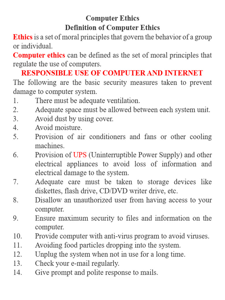 Understanding Computer Ethics and Safety | PDF | Operating System ...