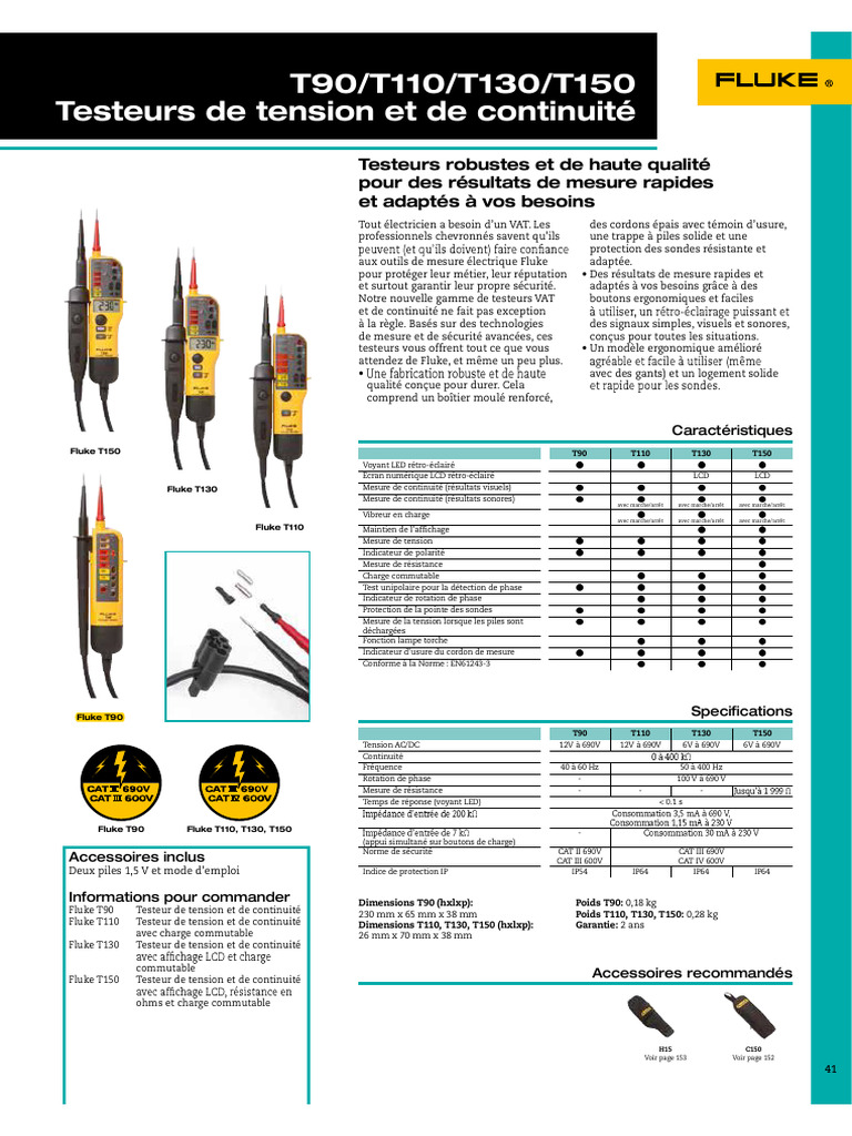 Fluke 4016950 T110 Spanningstester/doorbeltester