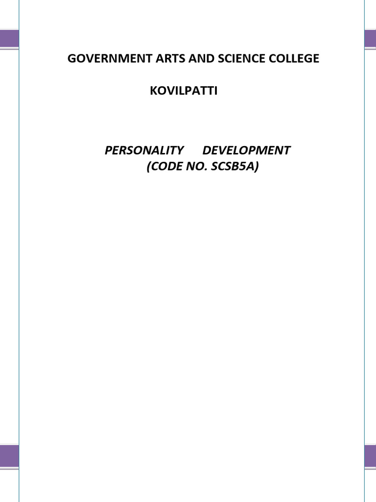 Personality Development Course Overview | PDF | Career & Growth