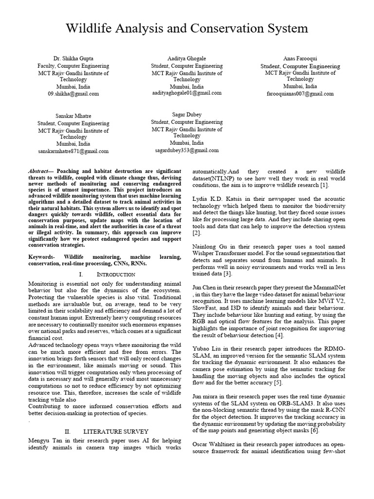Advanced Wildlife Monitoring System | PDF | Applied Mathematics