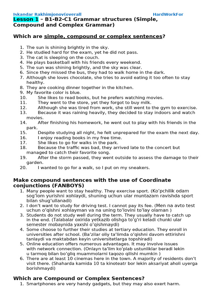 Understanding Sentence Structures | PDF