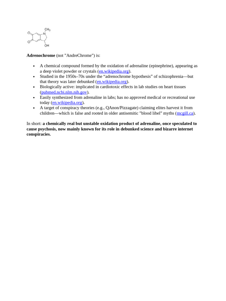 Adrenochrome: Facts and Myths | PDF