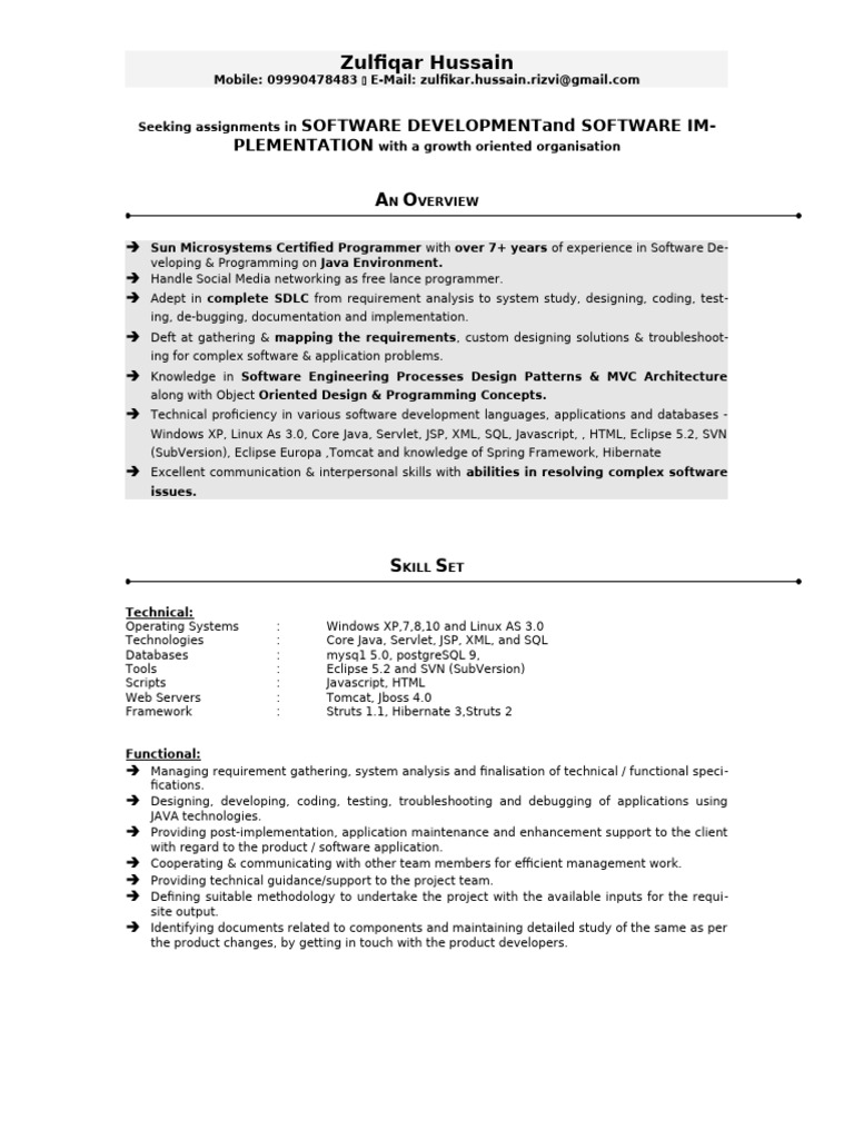Software Developer Resume - Java Expert | PDF | Computing | Software ...