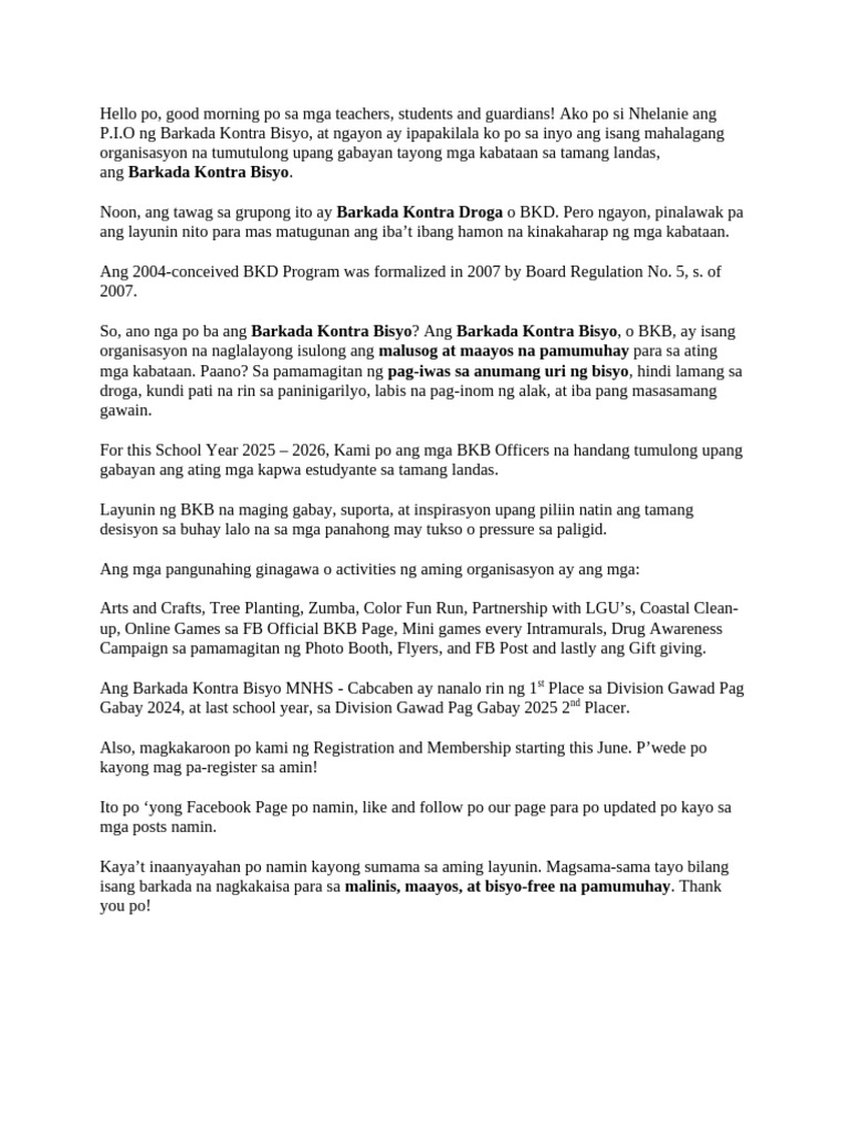 BKB Script | PDF