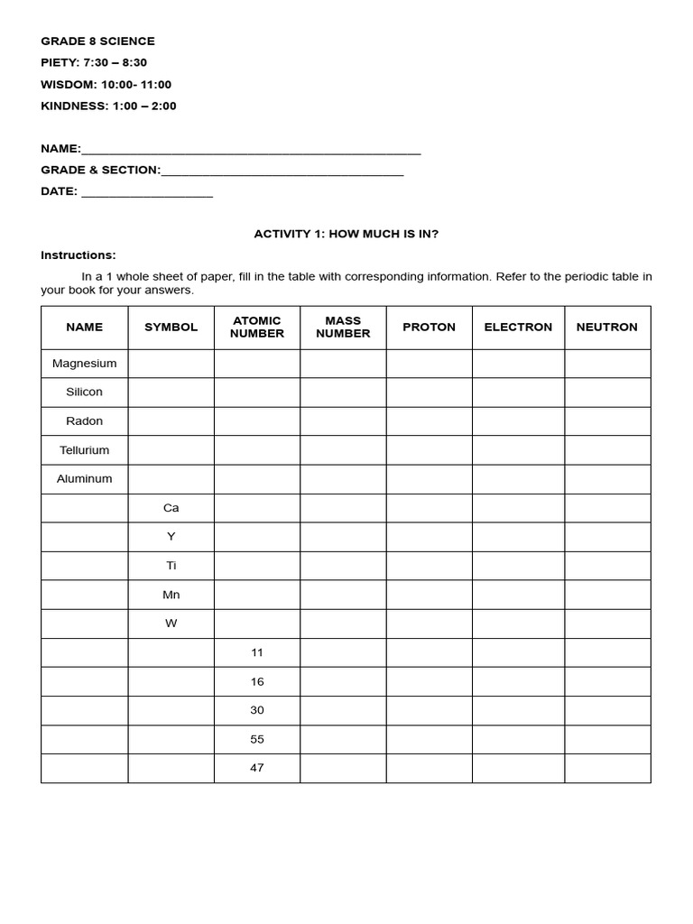 ACtivity 1 Grade 8 Science | PDF
