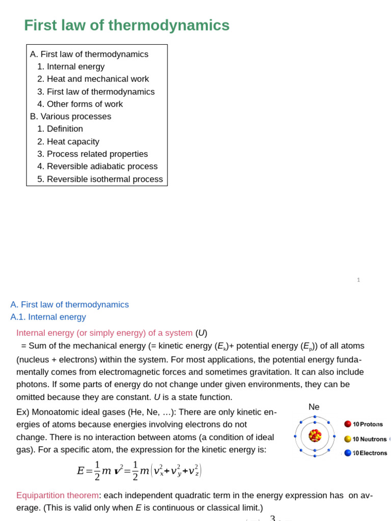 Ch. 2 The First Law of Thermodynamics | PDF | Gases | Heat