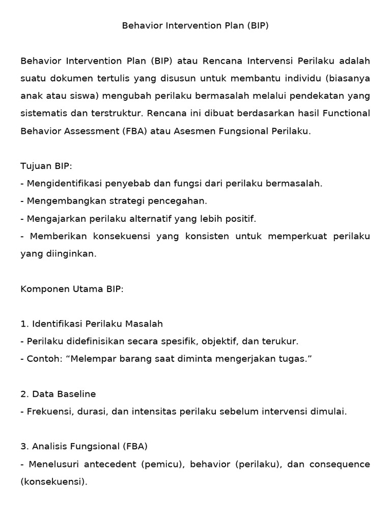 Behavior Intervention Plan | PDF