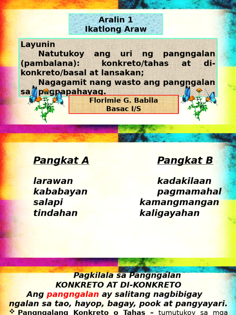 Konkreto at Di-Konkretong Pangngalan | PDF
