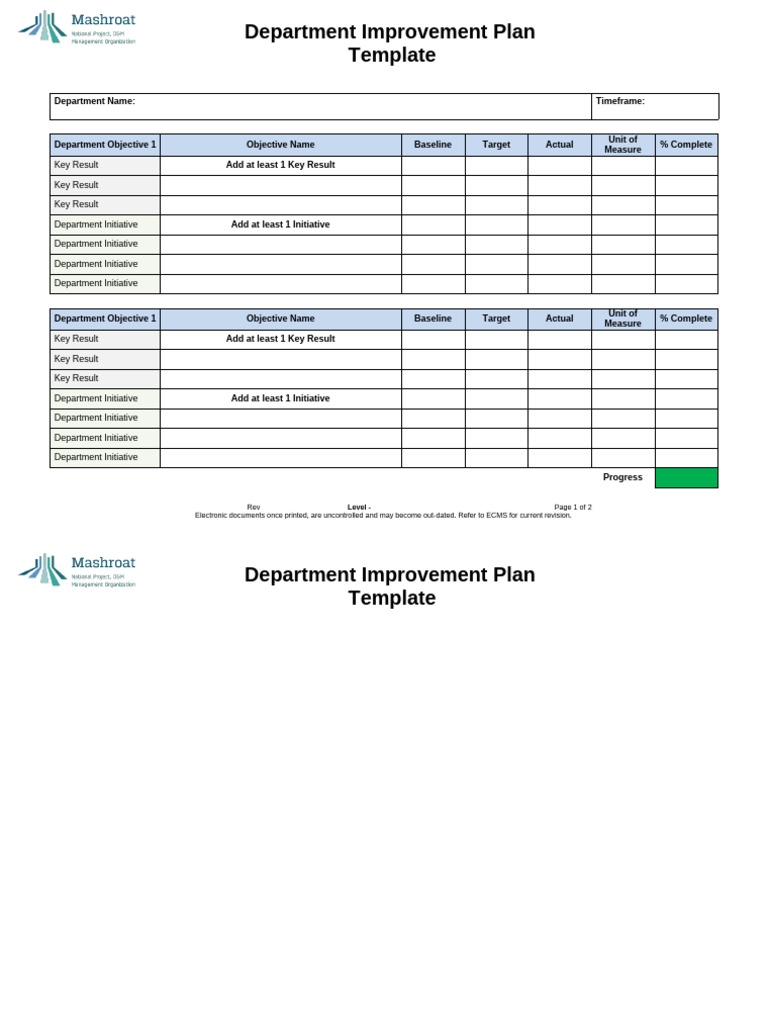 Department Improvement Plan Template | PDF | Computing