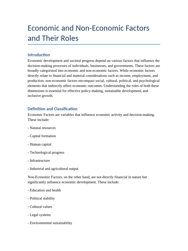 Economic and Non-Economic Growth Factors | PDF | Sustainability ...