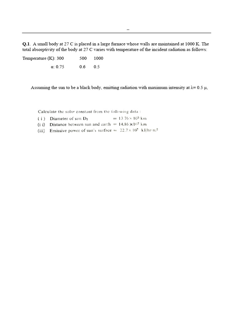Uch 402: Heat Transfer Tutorial - 4 Q.1 | PDF