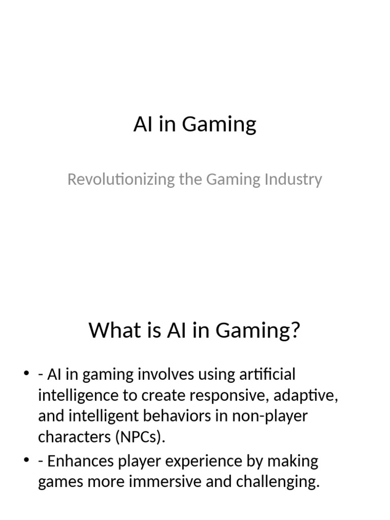 AI Transforming the Gaming Industry | PDF
