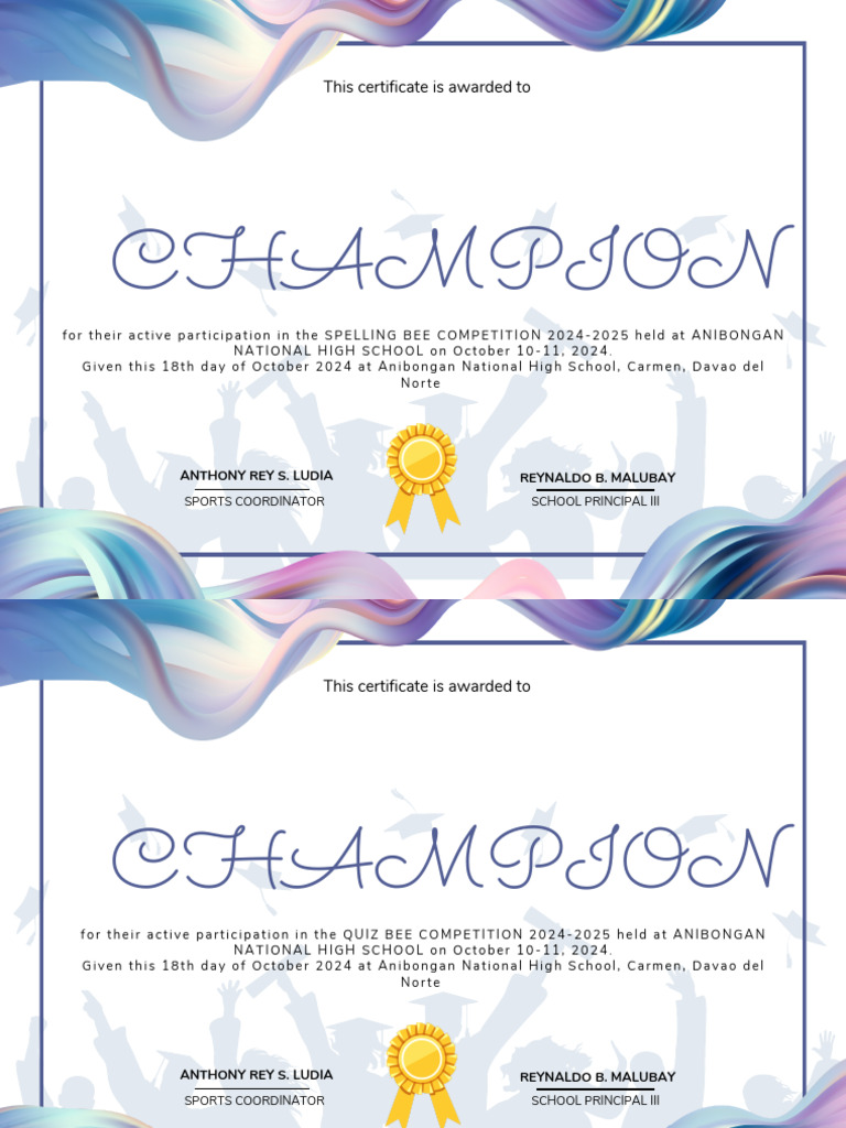 White Blue Modern Minimalist Graduation Senior High School Certificate