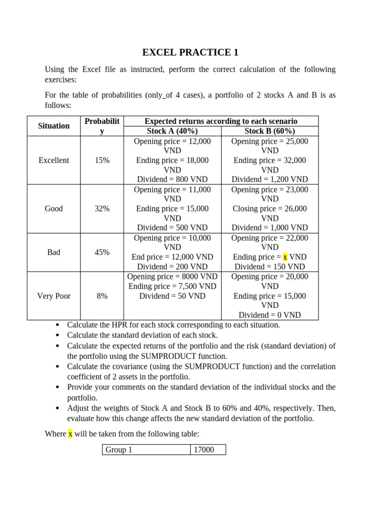 Excel Portfolio Risk and Return Analysis | PDF | Standard Deviation ...