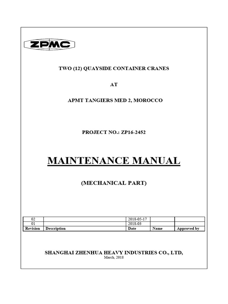 Quayside Crane Maintenance Manual | PDF | Crane (Machine) | Brake