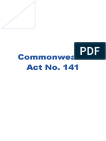 Commonwealth Act No. 141 Summary