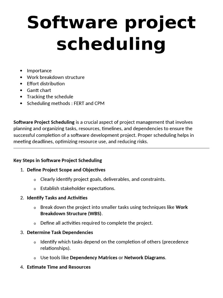 Software Project Scheduling | PDF | Performance Indicator | Project ...
