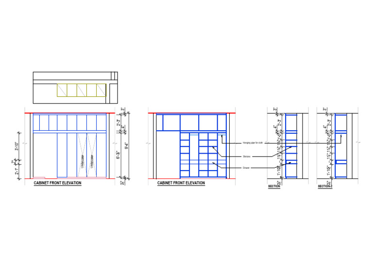 Cabinet Front Elevation and Sections | PDF
