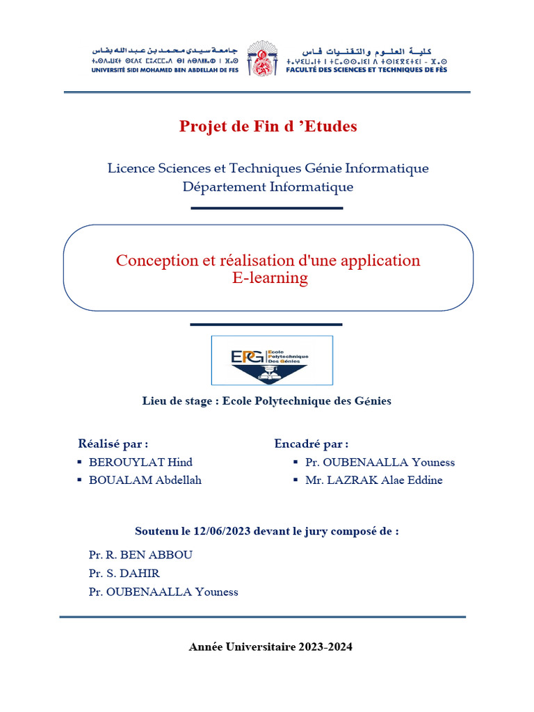 Application E-learning : Conception et Réalisation | PDF | Langage de ...