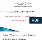 Class Social Integration: National Women'S Month 2012 Women'S Rights