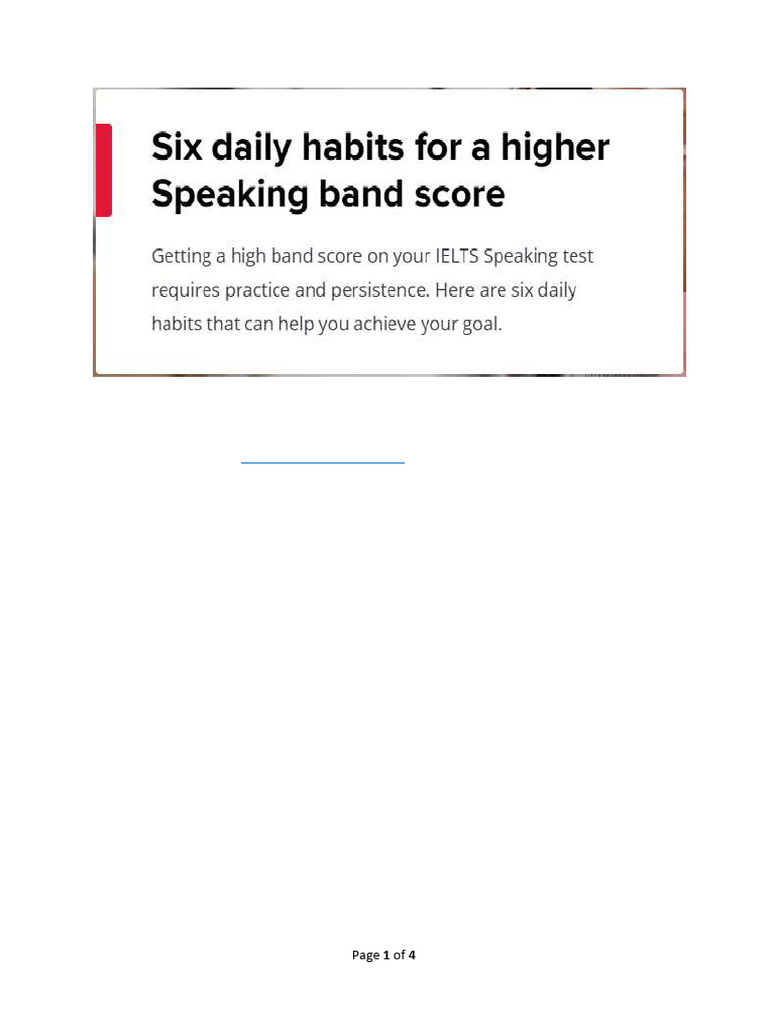 Six Daily Habits For A Higher Speaking Score - Article | PDF | English ...