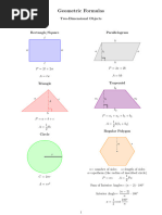 g9 Formula Sheet Large Print | PDF | Area | Geometry