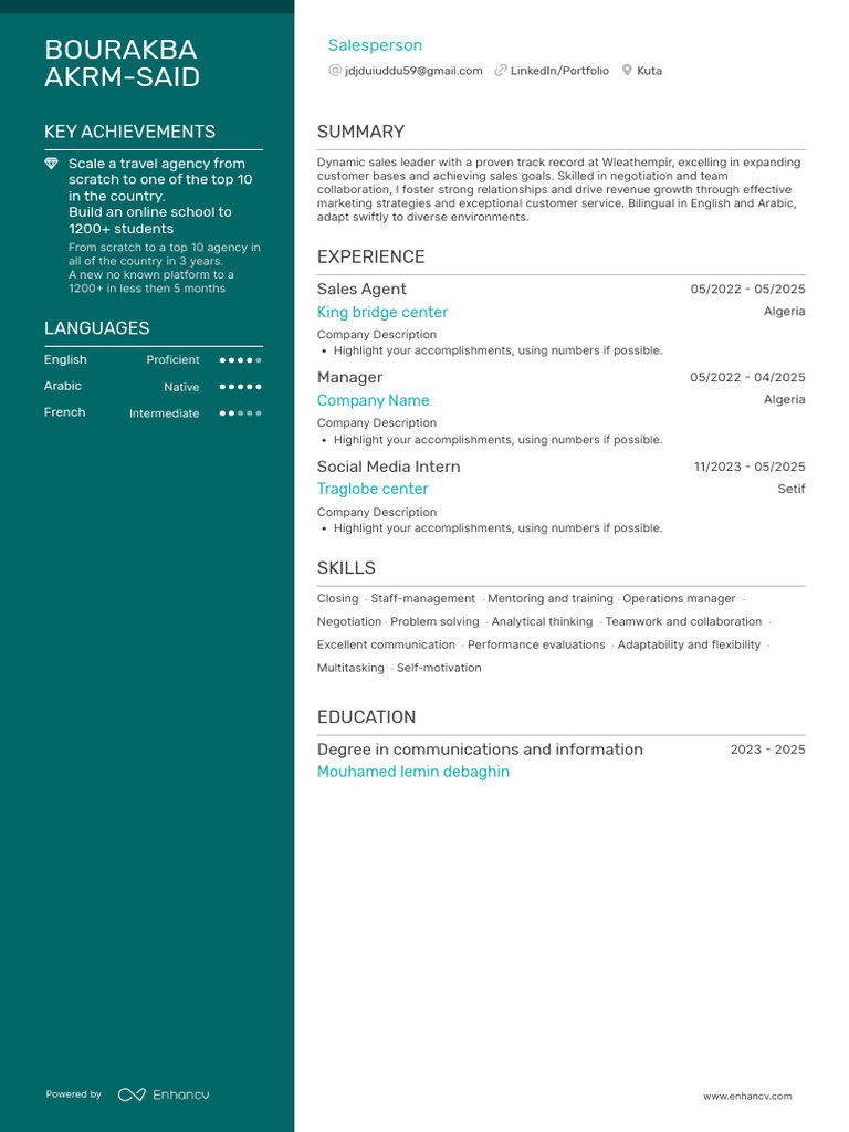 Bourakba Akrm Said Resume | PDF | Human Communication | Cognition