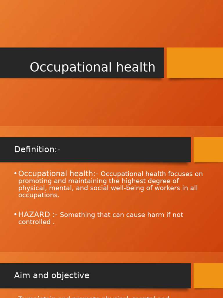Occupational Health and Safety Overview | PDF | Hazards | Occupational ...