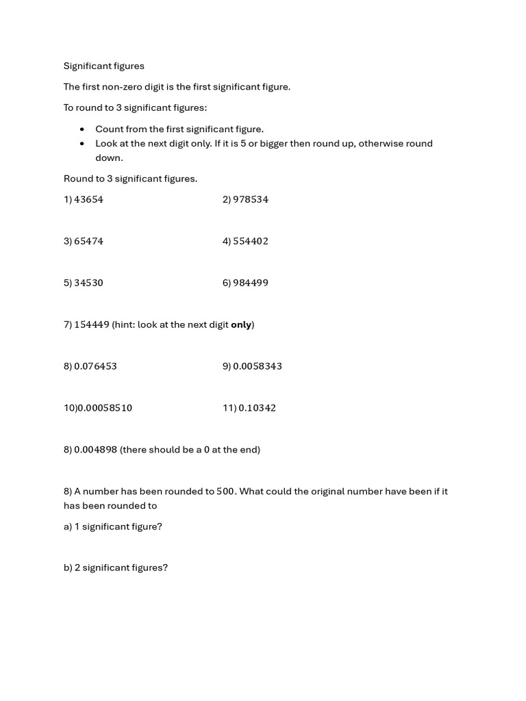 Rounding to Significant Figures Guide | PDF