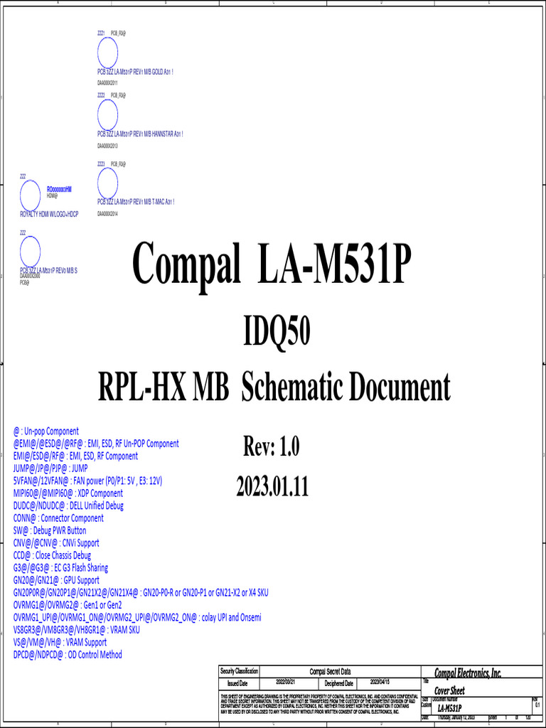 LA-M531P Engineering Documentation | PDF | Usb | Computer Hardware