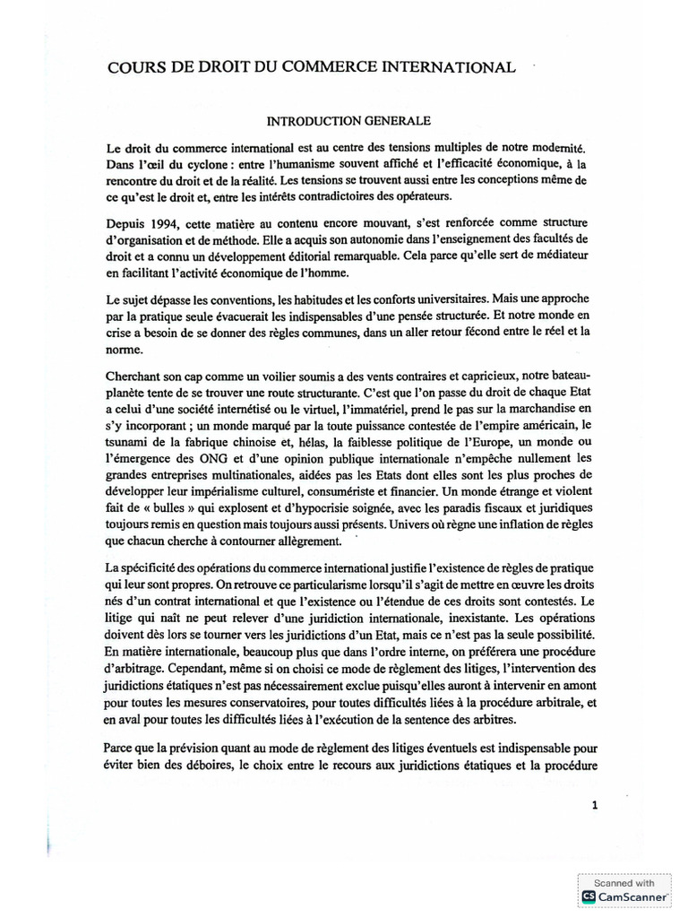 Cours de Droit Du Commerce International | PDF