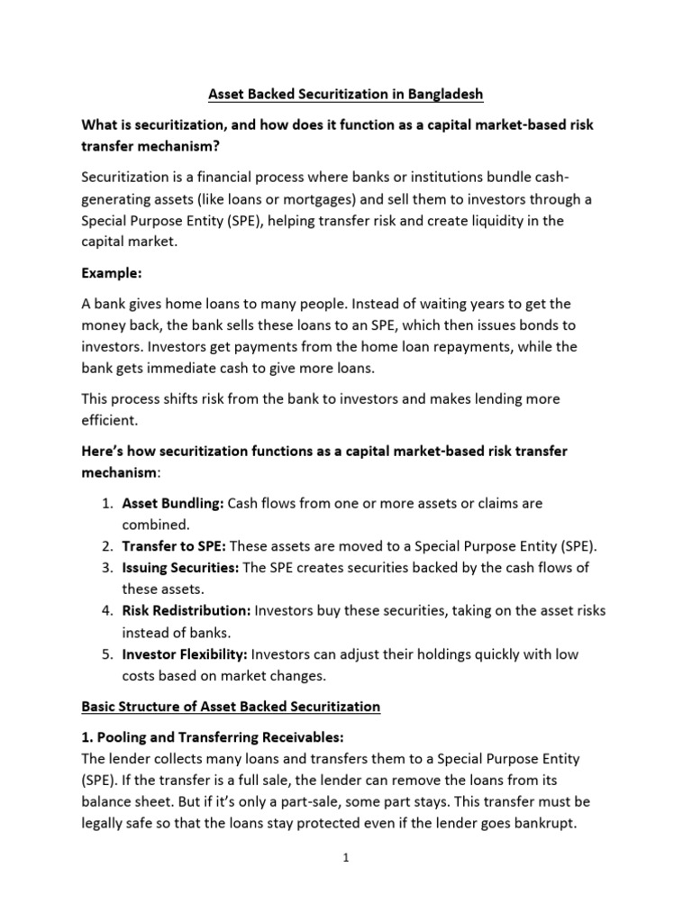 Asset-Backed Securitization in Bangladesh | PDF | Securitization ...