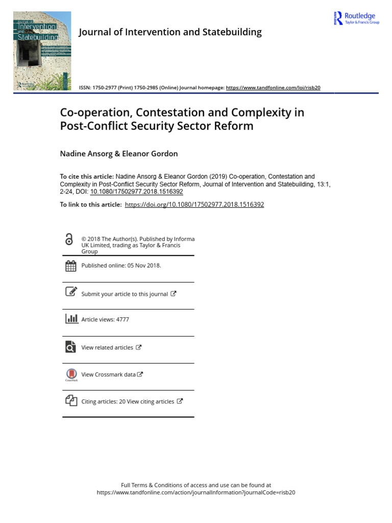 Co Operation Contestation and Complexity in Post Conflict Security ...