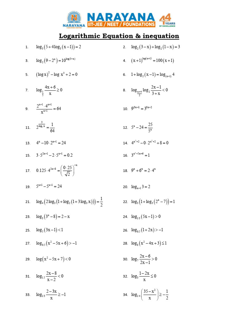 Logarithmic Inequations and Solutions | PDF
