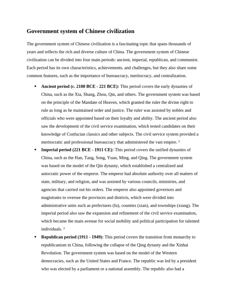 Overview of China's Government System | PDF | History Of China ...