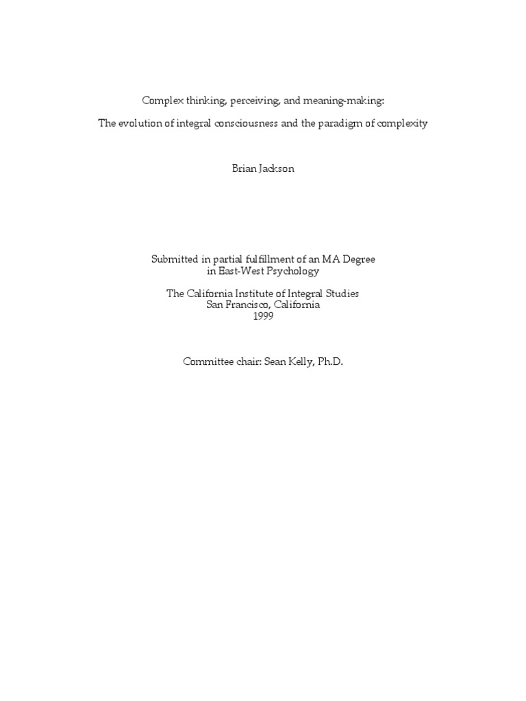 The Evolution of Integral Consciousness and The Paradigm of Complexity ...