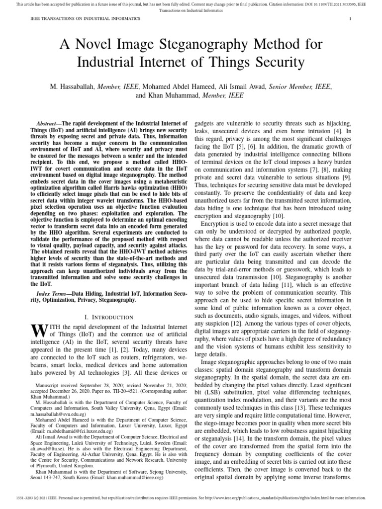 Image Steganography for IIoT Security | PDF | Applied Mathematics ...