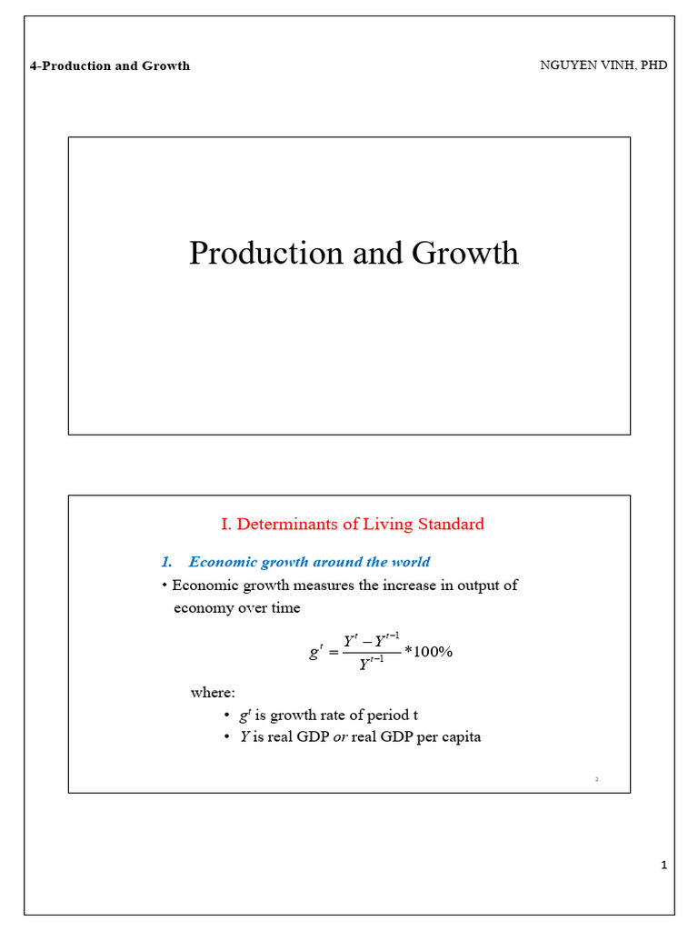Economic Growth and Living Standards | PDF | Production Function ...
