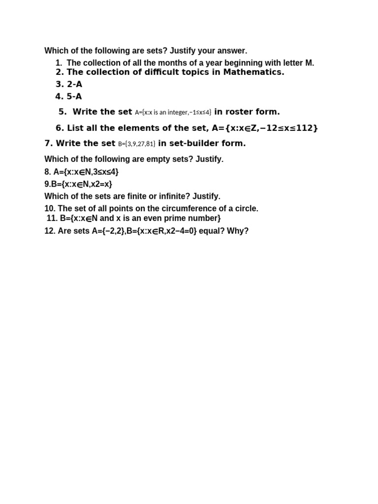 Math - Chap - 1 Sets | PDF