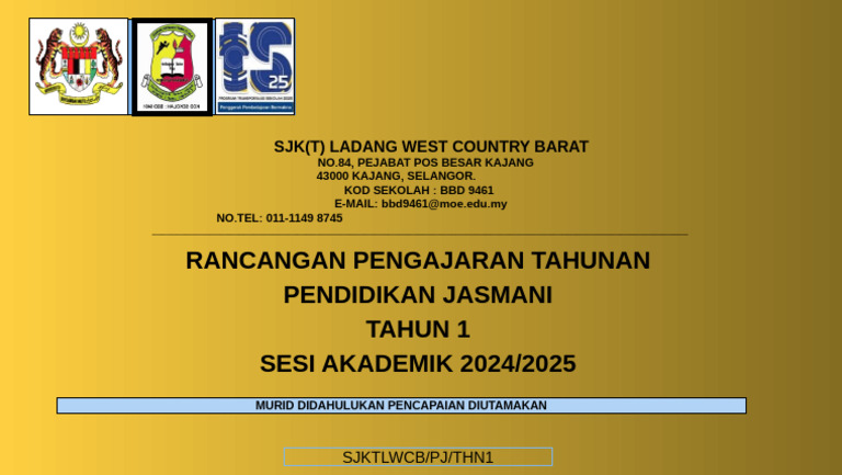 Cover Matapelajaran RPT - PPTX PJ SJKTLWCB | PDF