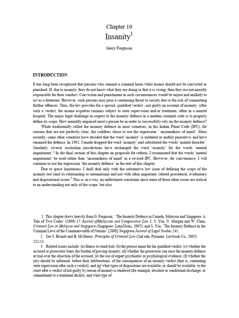 Chapter 10 Insanity | PDF