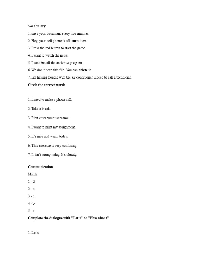 Vocabulary and Grammar Practice Guide | PDF