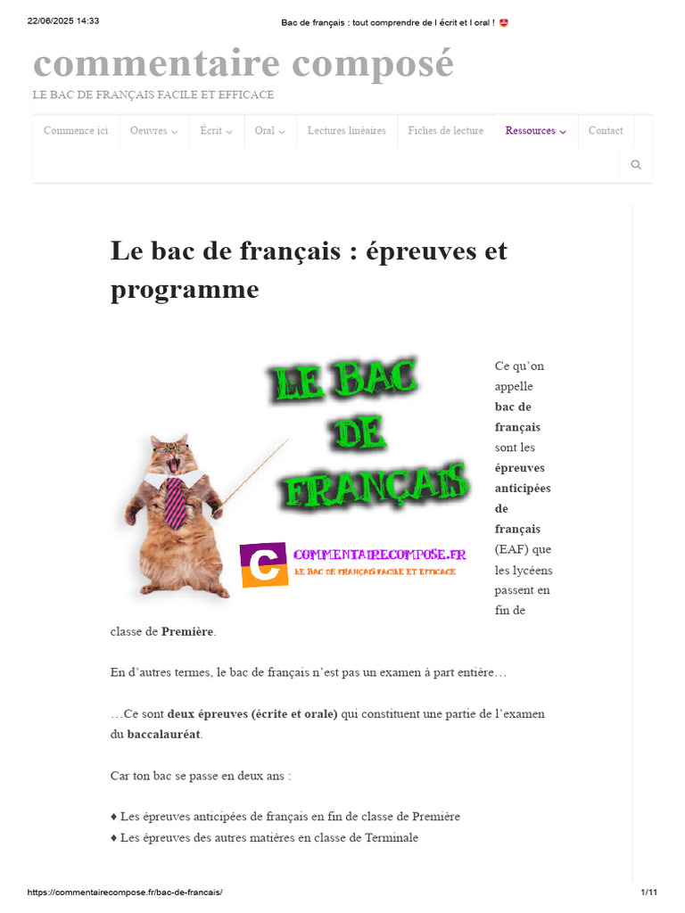 Bac de français épreuves et programme 2025 PDF Poésie Romans — free download