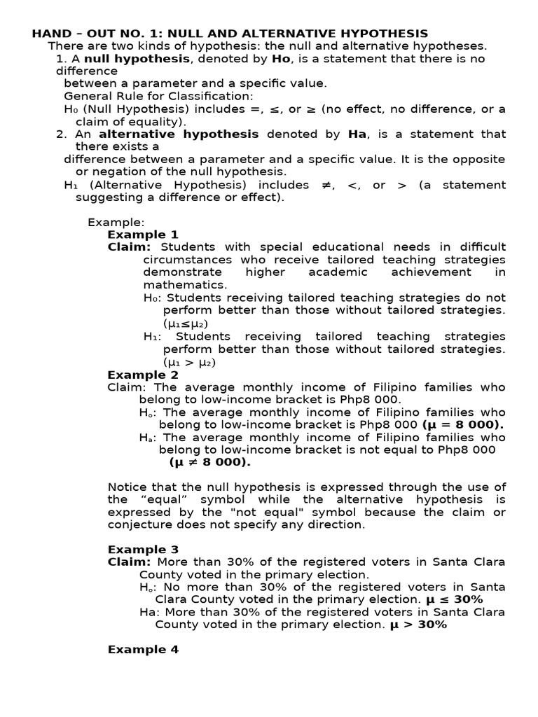 Understanding Null and Alternative Hypotheses | PDF | Hypothesis | Null ...