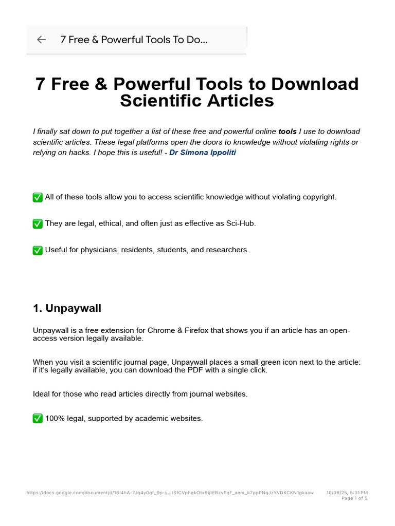 Free Tools for Downloading Articles | PDF | Open Access | Scholarly ...